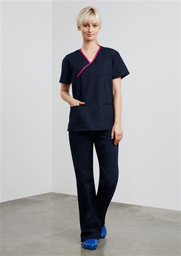 Contrast Ladies Crossover Scrubs Top