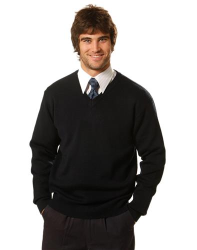 V-Neck Wool/Acrylic Knit Long Sleeves Jumper